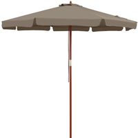 Kingsleeve® Sonnenschirm Taupe Holz Ø330cm UV-Schutz 50+