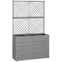 Polyrattan Blumenkasten mit Rankgitter Grau
