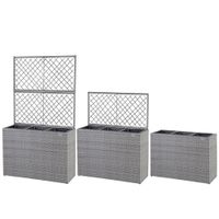 Casaria Polyrattan Blumenkasten mit Rankgitter Grau