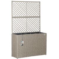 Casaria Polyrattan Blumenkasten mit Rankgitter Creme