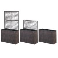 Casaria Polyrattan Blumenkasten mit Rankgitter Braun