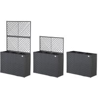 Casaria Polyrattan Blumenkasten mit Rankgitter Schwarz