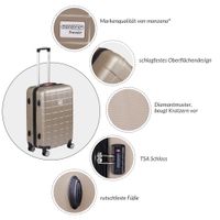 monzana Koffer Hartschale Exopack Champagner M aus ABS 40l 61x31x21cm