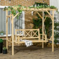 Hollywoodschaukel mit Pergola, 2-Sitzer Gartenschaukel Massivholz