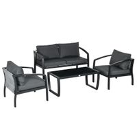 Gartenmöbel-Set, 4-tlg. Gartenlounge-Set mit Sitzkissen