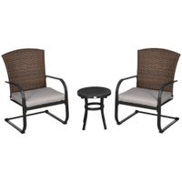 3-TLG. Rattan Gartenmöbel-Set, Bistro-Set Sitzgruppe mit Kissen