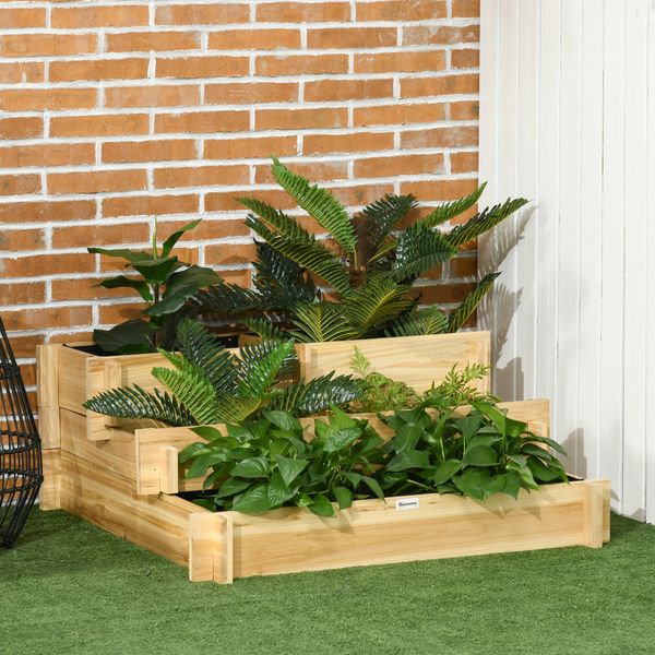Hochbeet, 3-stufige Blumenkasten mit Stoffauskleidung