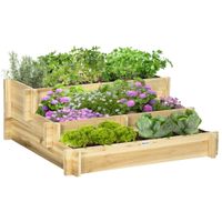 Hochbeet, 3-stufige Blumenkasten mit Stoffauskleidung