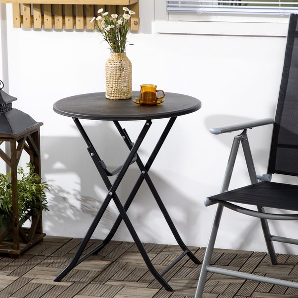 Gartentisch, Runder Klapptisch, Ø60 cm Beistelltisch für 2 Personen