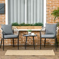 3tlg. Gartenmöbel Set, Balkon-Set inkl. 1 Tisch, 2 Stühlen Stahl