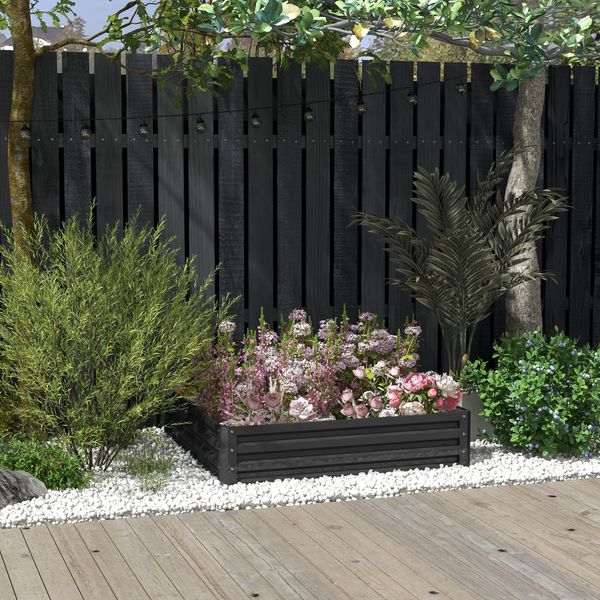 Gartenbeet, Pflanzkasten mit Stahlgehäuse, Grau