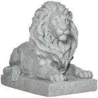 Löwen-Skulptur, Gartenfigur, Wetterbeständige Gartenstatue Grau