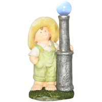 Gartenfigur "Kleiner Junge mit Laterne" mit LED Solarlicht, Gartenfigur