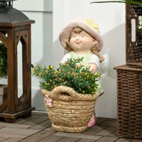 Gartenfigur "Mädchen mit Blumentopf", Wetterbeständige Gartenstatue