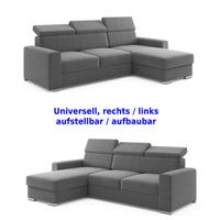 Ecksofa Tokio mit Bettfunktion, ca. 203 x 127 cm - Grau