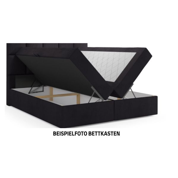Boxspringbett ROM mit Bettkasten 140 x 200 cm Webstoff Schwarz Bett Bettkasten