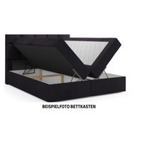 Boxspringbett ROM mit Bettkasten 140 x 200 cm Webstoff Schwarz Bett Bettkasten