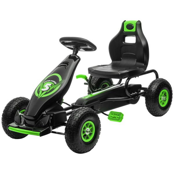 Gokart, Kinderfahrzeug mit Pedal, Tretauto, Outdoor, Grün+Schwarz