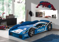 Kinderbett Police Car 70 x 140 cm blau lackiert
