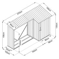 2in1 Brennholzlager mit Schrank, ca. 270 x 105 x 158 cm 