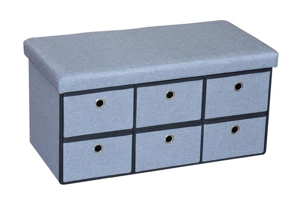 Sitztruhe mit 6 Schubladen, ca. 76 x 38 x 38 cm - Grau