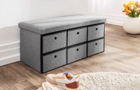 Sitztruhe mit 6 Schubladen, ca. 76 x 38 x 38 cm - Grau