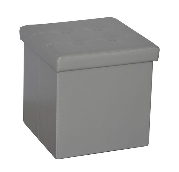 Sitzhocker faltbar & gepolstert, aus Kunstleder, bis 110 kg belastbar, Grau