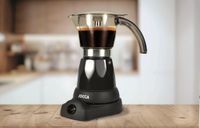 elektrische Espresso Kaffeemaschine in schwarz für bis zu 6 Tassen mit 360° drehbarem Kopf