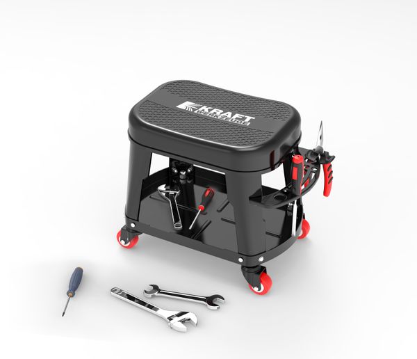 Auto Rollhocker mit Sitzkissen und Werkzeugablage