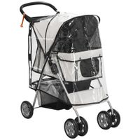 Hundetrolley, faltbarer Hundebuggy, Hundewagen mit Regenverdeck, Grau