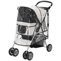 Hundetrolley, faltbarer Hundebuggy, Hundewagen mit Regenverdeck, Grau