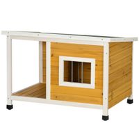 Hundehütte, Tannenholz, Kleintierhaus, Hundehaus mit Terrasse, Orange