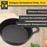 Eisenguss Servierpfanne TOLEDO mit Holzteller, 18 cm