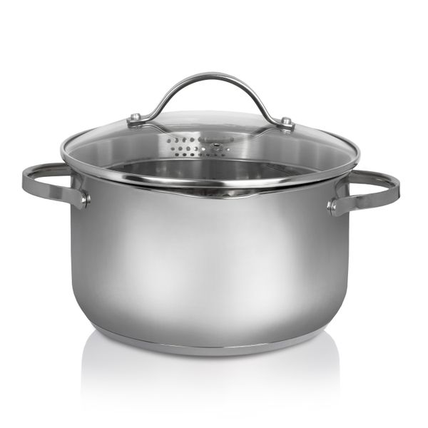 Edelstahl Fleischtopf mit Ausguss, 20 cm