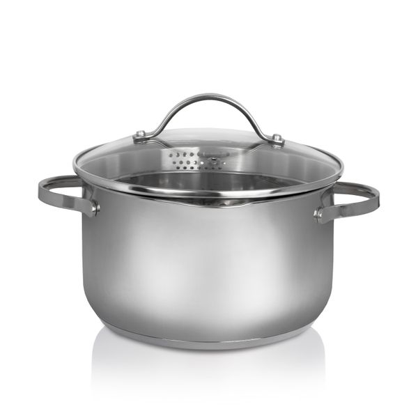 Edelstahl Fleischtopf mit Ausguss, 16 cm