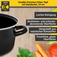 Emaillierter Pommes-Topf mit Deckel, 24 cm