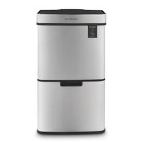 Sensormülleimer Gebürsteter Edelstahl N°1010, Fassungsvermögen 64L, 3 Fächer (42+11+11L), Automatische obere Öffnung, Infrarot-Erkennungssystem, Leise Schließung, Design