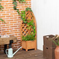 Hochbeet mit Rankhilfe, Blumenkasten, Blumenkübel, Pflanzkübel Braun