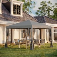 Faltpavillon Pavillon Faltzelt Garten mit Seitenwänden 3x3m Hellgrau