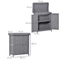 Geräteschrank Geräteschuppen Holzschrank 2 Fächer Tannenholz Grau