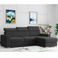 Ecksofa Tokio mit Bettfunktion, ca. 203 x 127 cm - Schwarz