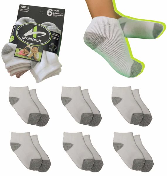 6 Paar Low-Cut-Sportsocken für Kinder 3-5 Jahre bis Gr. 34 grau weiß