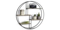Lifa Living - Wandregal Ronda - aus Metall/Holz - Ø 55 cm x 11 cm