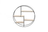 Lifa Living - Wandregal Ronda - aus Metall/Holz - Ø 55 cm x 11 cm