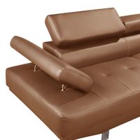 Happy Home Ecksofa mit verstellbaren Kopf- und Arm-Funktionen HSP108-BRN braun Lederoptik