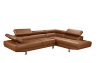 Ecksofa mit verstellbaren Kopf- und Arm-Funktionen in Lederoptik - Braun