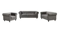 Sofa-Set 3tlg. gepolsteter 3-2-1 Sitzer HSP106-DGR grau Samtstoff