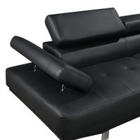 Ecksofa mit verstellbare Kopf- und Arm-Funktionen in Lederoptik - Schwarz