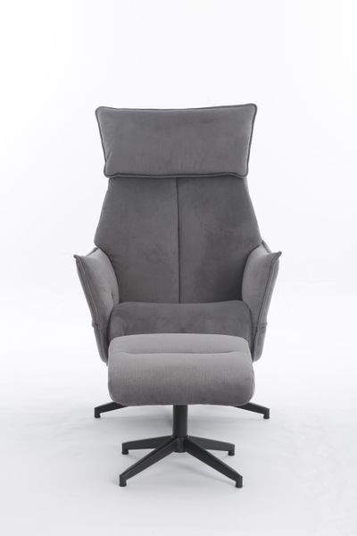 Happy Home gepolsteter Relaxsessel mit Hocker HWP60-DGR dunkelgrau