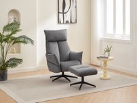 Happy Home gepolsteter Relaxsessel mit Hocker HWP60-DGR dunkelgrau